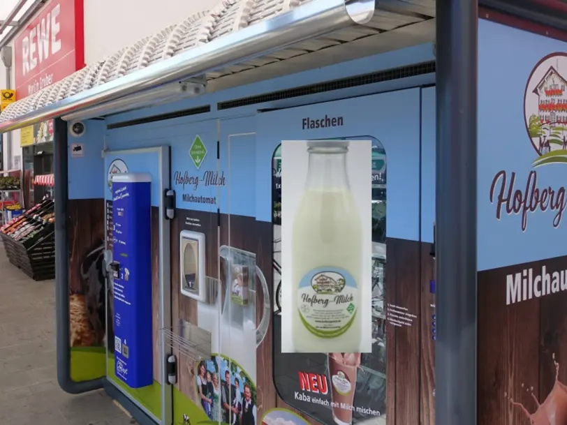 Hofberg Milchautomat beim REWE Gruber Bruckmühl in Bruckmühl